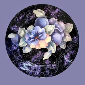 🥳 5/$35!! 🥳 VTG 7' Decorative Pansy Plate - Decoupaged and Fabulous!